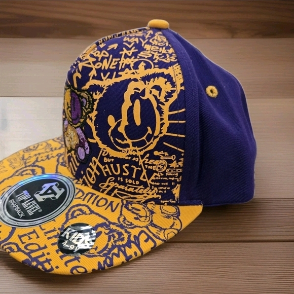 Top Level Kids Snapback Hat Purple Gold Bear Graphic Limited Edition Cap - Picture 5 of 10